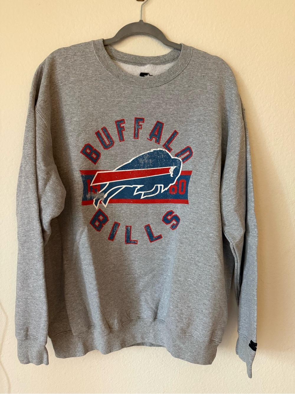 Buffalo Bills Gray Crewneck Sweatshirt, Unisex XL, Good/Like New
